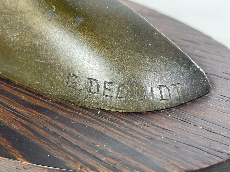 JUST ADDED - Vintage Bronze Signed G. Dequidt 11W X 3.5D X 10H [Photo 7]