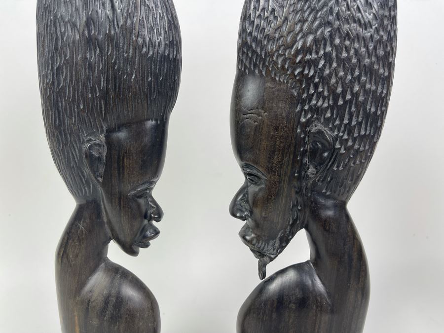 JUST ADDED - Pair Of Ironwood Carved African Sculptures Of Man And Woman 4W X 1.75D X 14H [Photo 5]