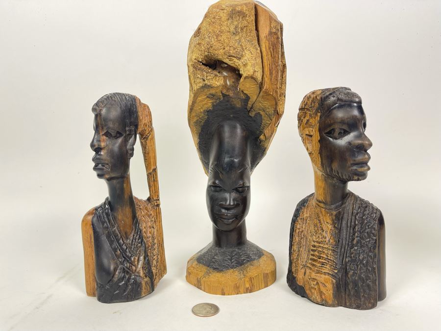 JUST ADDED - Collection Of Hand Carved South African Wooden Figures - Tallest Is 11H [Photo 3]