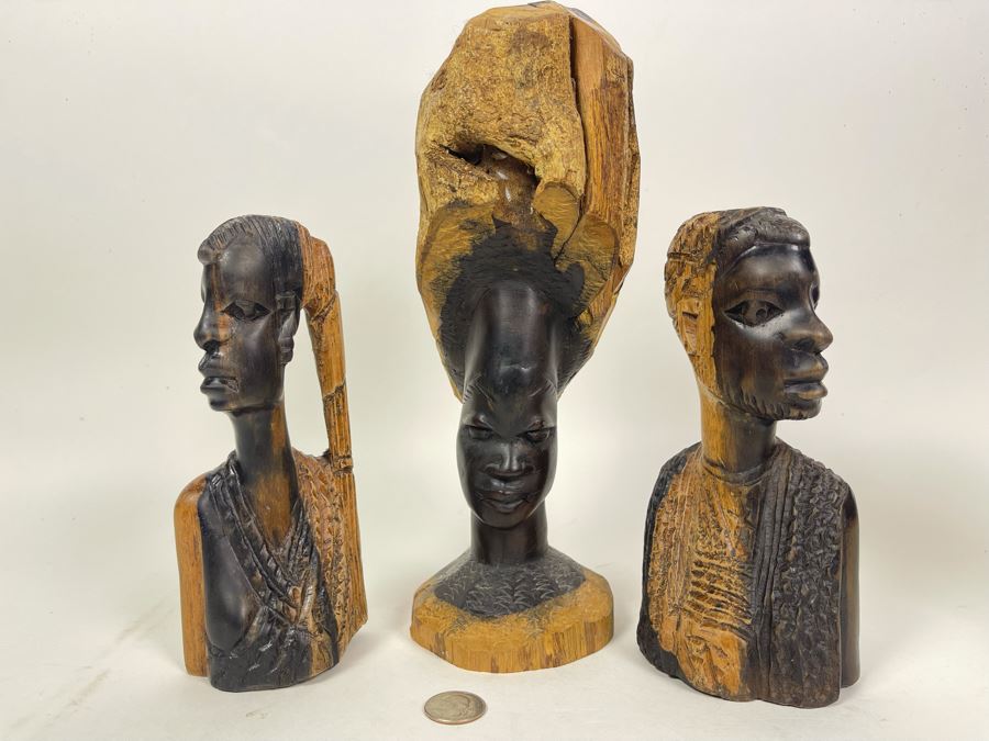 JUST ADDED - Collection Of Hand Carved South African Wooden Figures - Tallest Is 11H [Photo 2]
