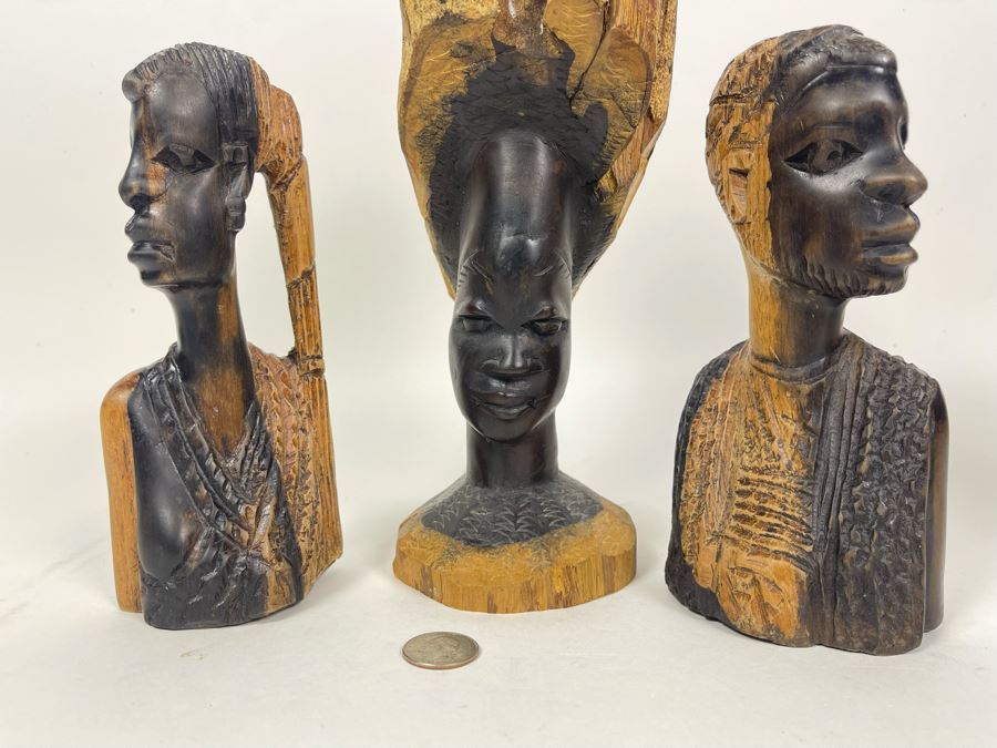 JUST ADDED - Collection Of Hand Carved South African Wooden Figures - Tallest Is 11H [Photo 4]