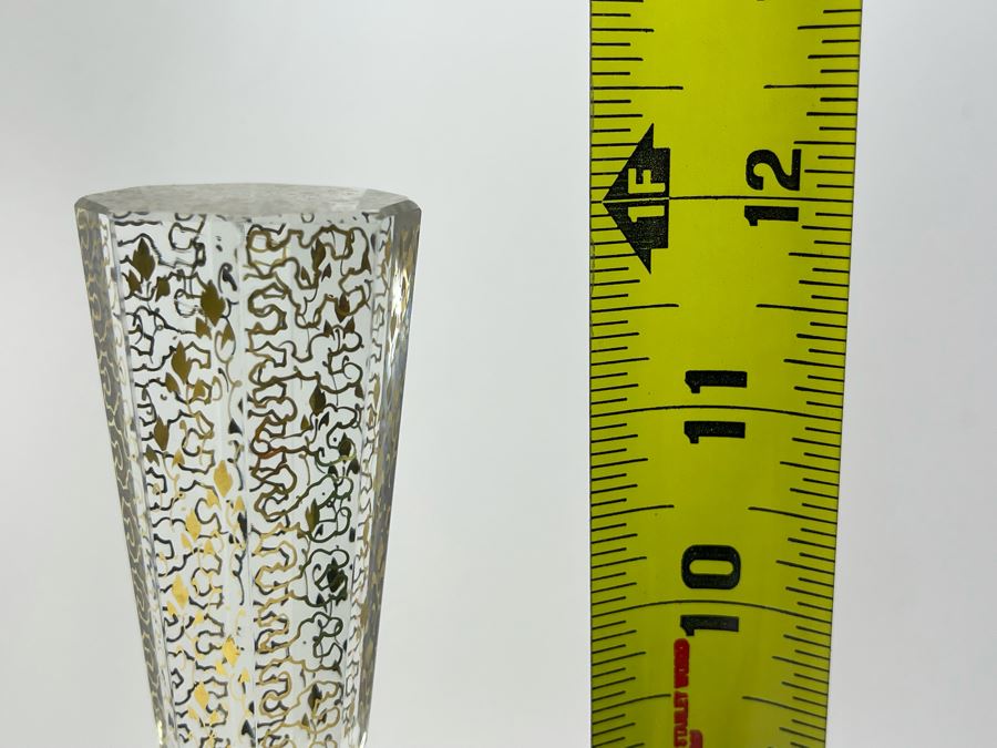 JUST ADDED - Ruby Crystal Etched Decanter With Gold Decorations [Photo 7]