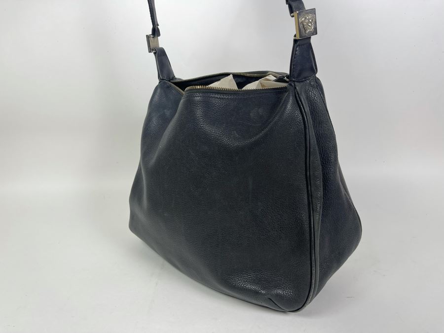 JUST ADDED - Gianni Versace Couture Black Leather Handbag (Top Zipper Slides But Won't Properly Close) [Photo 4]