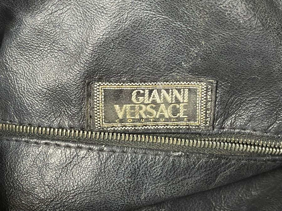 JUST ADDED - Gianni Versace Couture Black Leather Handbag (Top Zipper Slides But Won't Properly Close) [Photo 3]