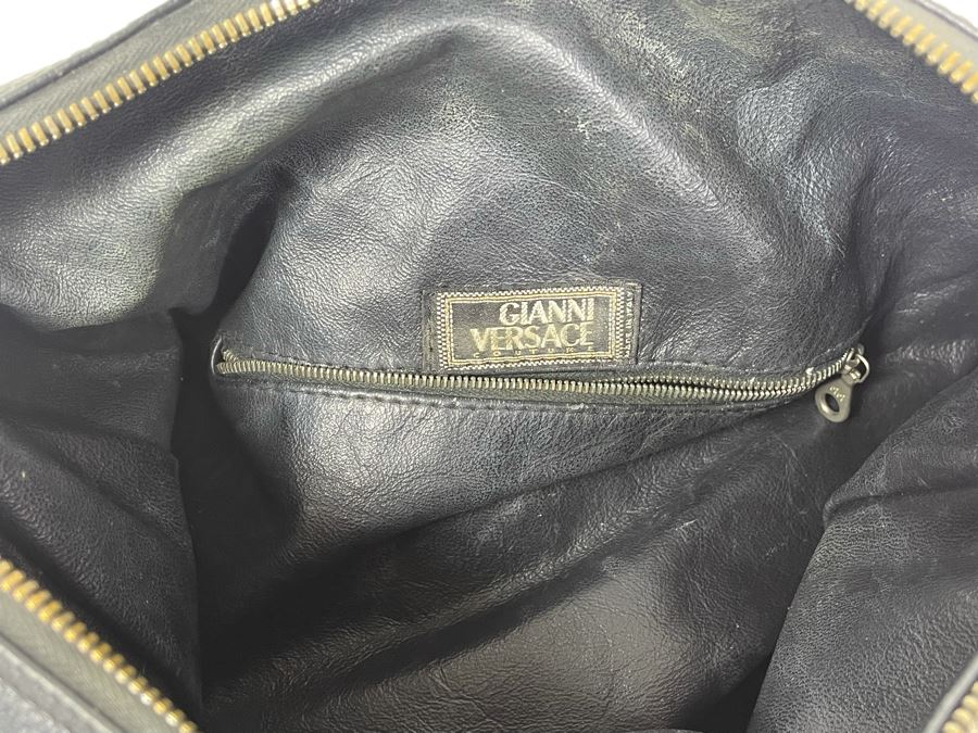 JUST ADDED - Gianni Versace Couture Black Leather Handbag (Top Zipper Slides But Won't Properly Close) [Photo 5]