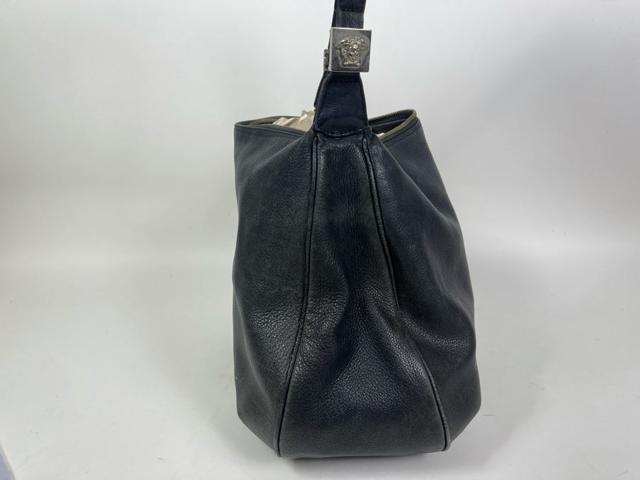 JUST ADDED - Gianni Versace Couture Black Leather Handbag (Top Zipper Slides But Won't Properly Close) [Photo 9]