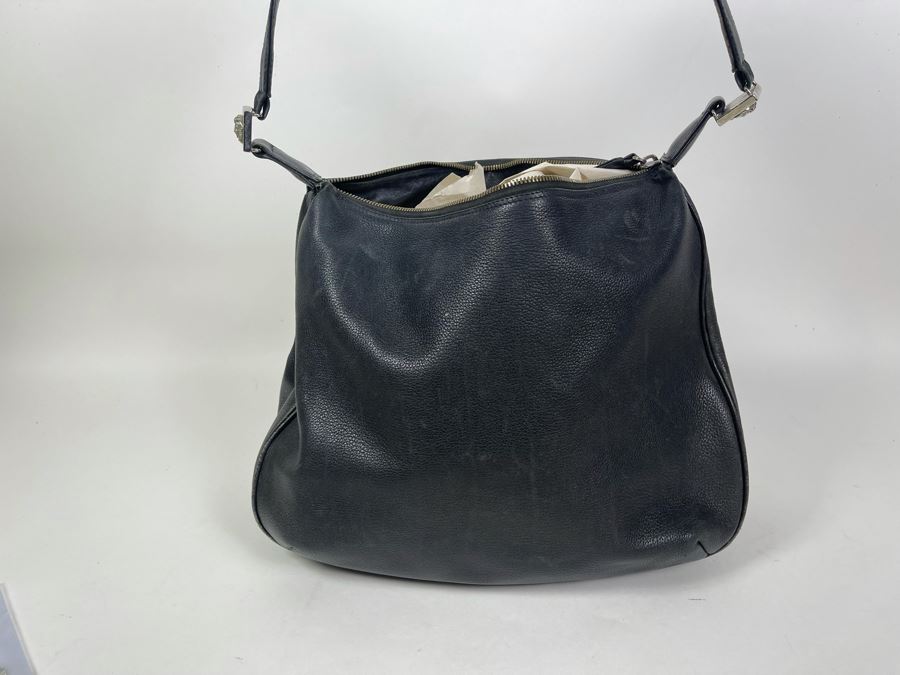 JUST ADDED - Gianni Versace Couture Black Leather Handbag (Top Zipper Slides But Won't Properly Close) [Photo 8]