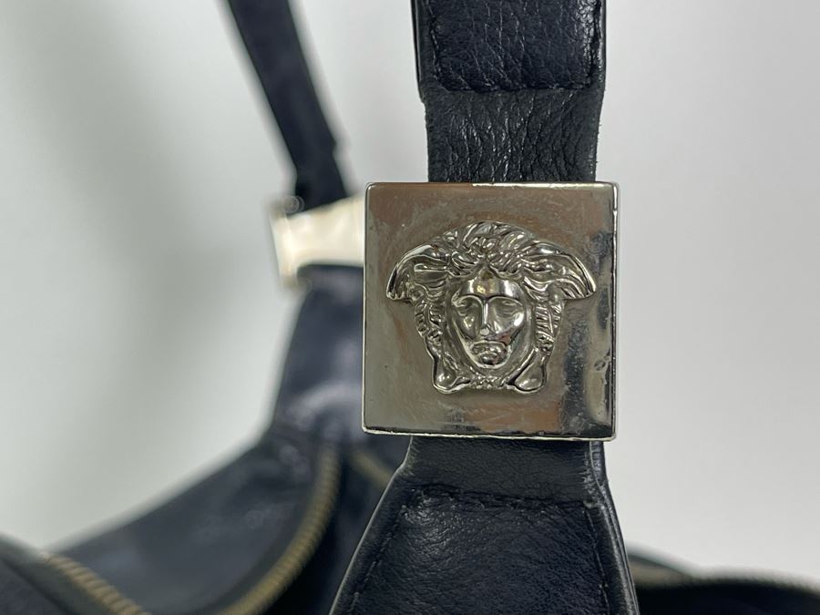 JUST ADDED - Gianni Versace Couture Black Leather Handbag (Top Zipper Slides But Won't Properly Close) [Photo 2]