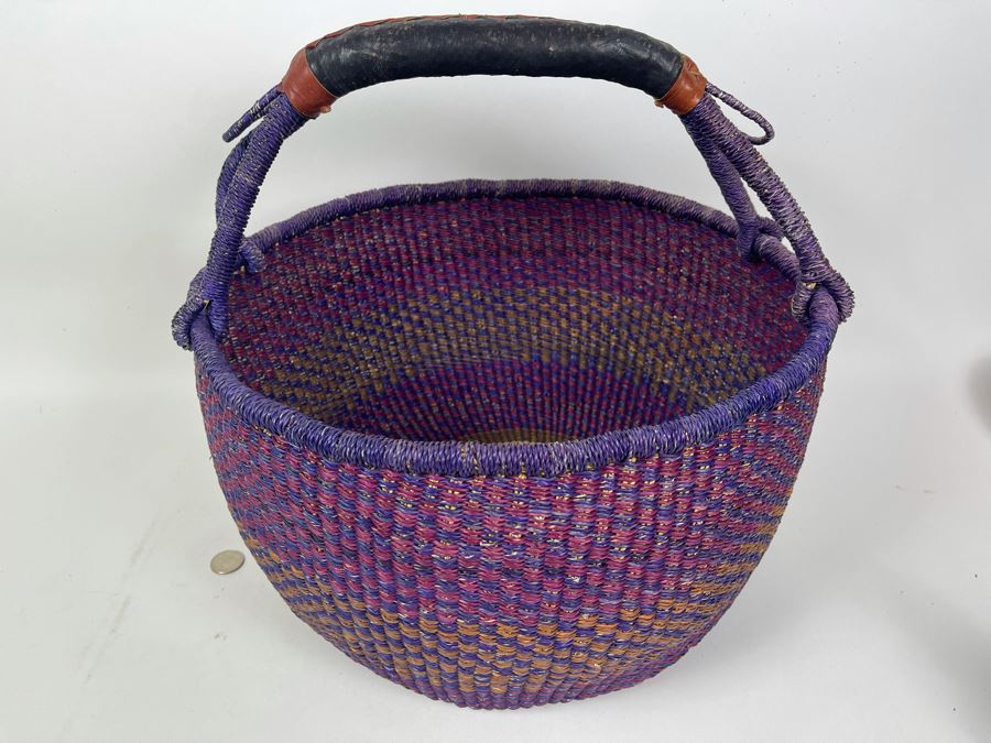 JUST ADDED - Alaffia Market Basket Handwoven African Grass Basket 16 X 15 [Photo 3]