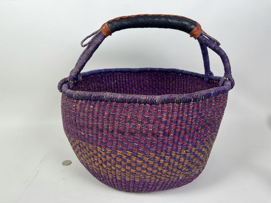 JUST ADDED - Alaffia Market Basket Handwoven African Grass Basket 16 X 15 [Photo 4]