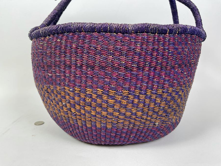 JUST ADDED - Alaffia Market Basket Handwoven African Grass Basket 16 X 15 [Photo 5]
