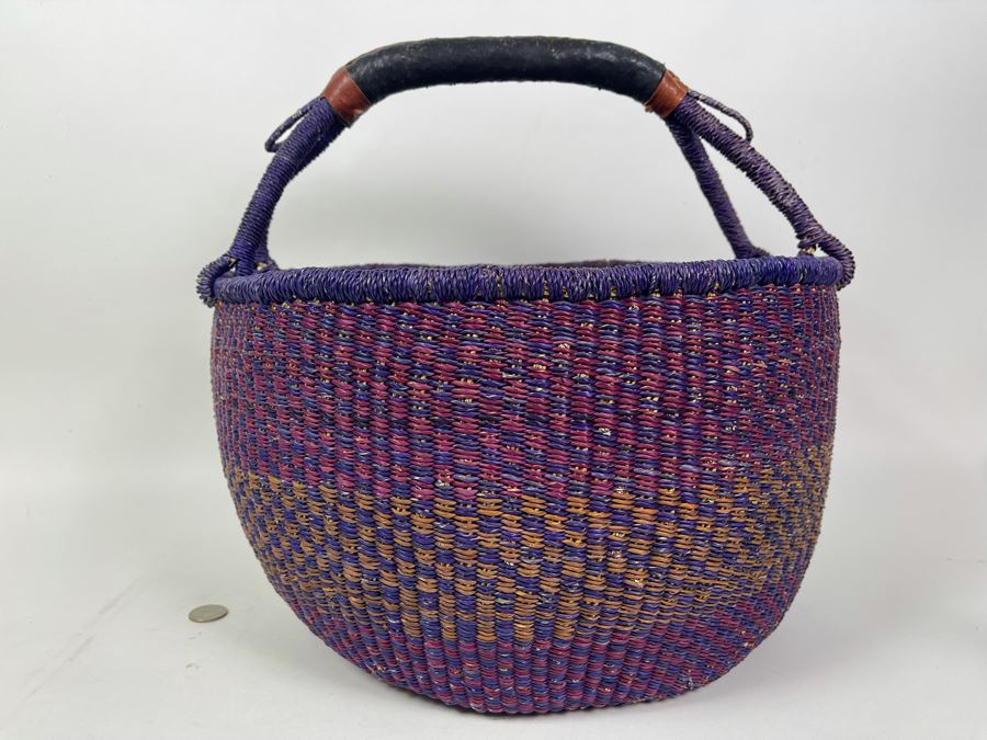 JUST ADDED - Alaffia Market Basket Handwoven African Grass Basket 16 X 15 [Photo 2]