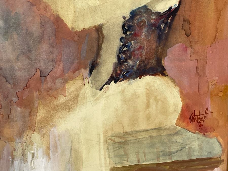 Original Nancy J. Wostrel Watercolor Painting Titled 'Wind Sounds' 1984 25 X 19 [Photo 5]