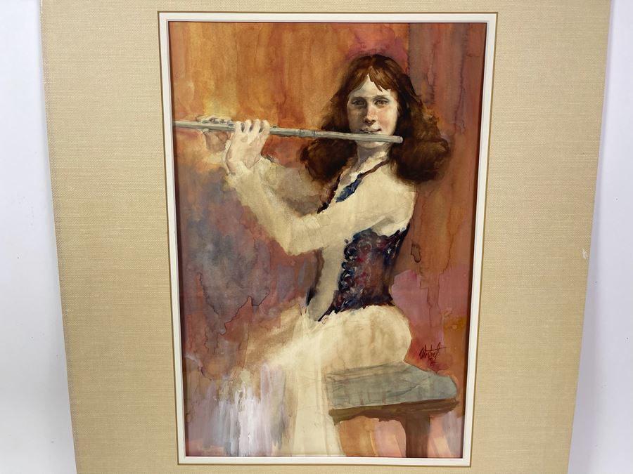 Original Nancy J. Wostrel Watercolor Painting Titled 'Wind Sounds' 1984 25 X 19 [Photo 2]