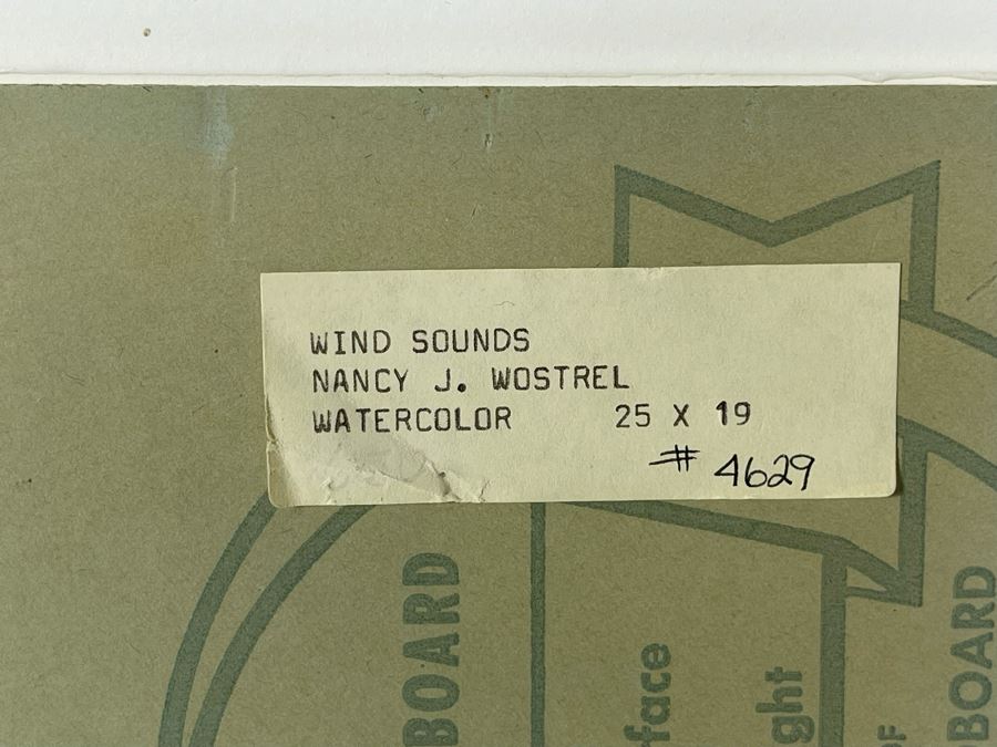 Original Nancy J. Wostrel Watercolor Painting Titled 'Wind Sounds' 1984 25 X 19 [Photo 8]