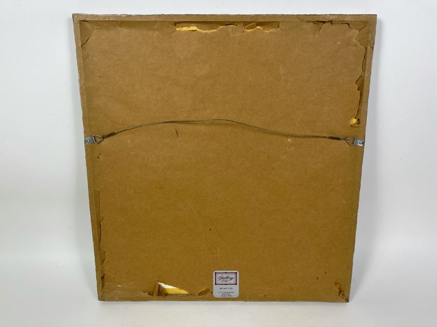 JUST ADDED - Original Michela Fusillo 1987 Cat With Fish Mixed Media Artwork Framed 10 X 11 [Photo 8]