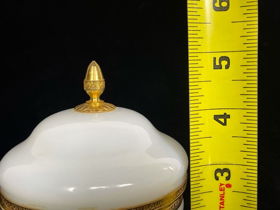 Vintage French Opaline Gilt Bronze Footed Dresser Jar Estimate $500-$600 4W X 5H [Photo 13]