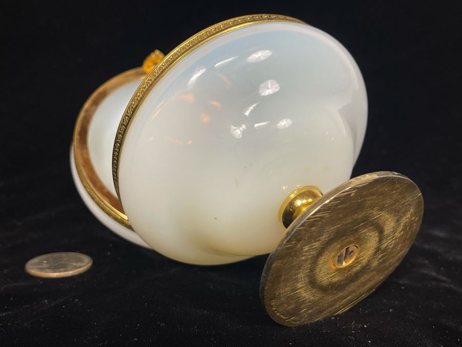 Vintage French Opaline Gilt Bronze Footed Dresser Jar Estimate $500-$600 4W X 5H [Photo 12]