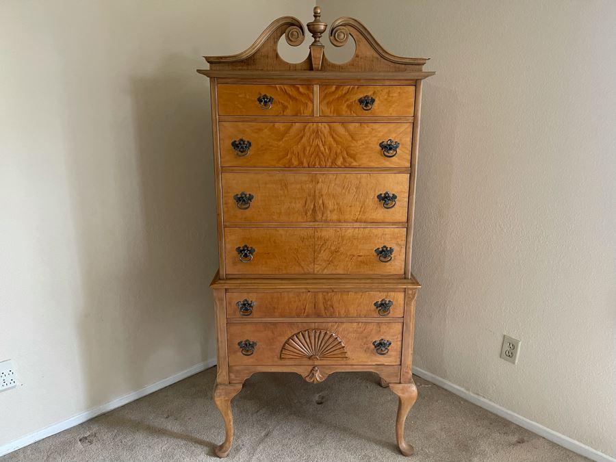 Chippendale Style Small Highboy Dresser (Back Foot Of Leg Is Chipped) 30W X 19D X 65H [Photo 3]