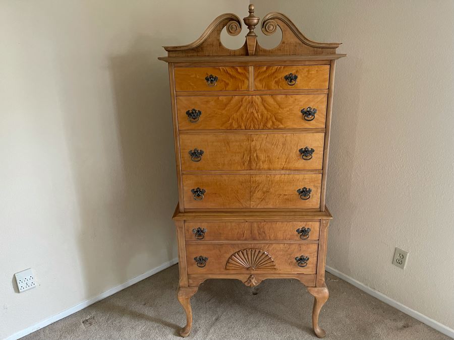 Chippendale Style Small Highboy Dresser (Back Foot Of Leg Is Chipped) 30W X 19D X 65H [Photo 6]