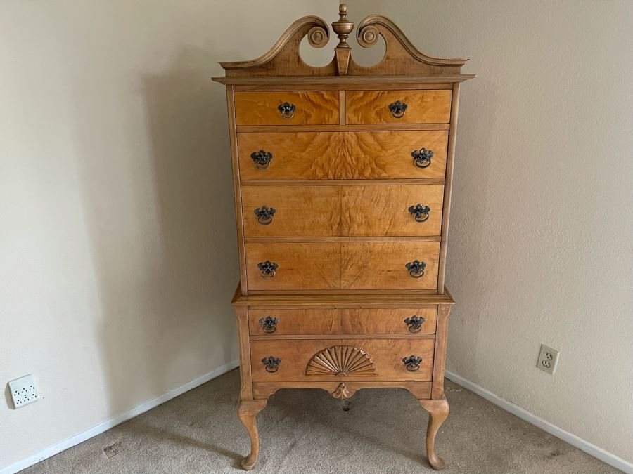 Chippendale Style Small Highboy Dresser (Back Foot Of Leg Is Chipped) 30W X 19D X 65H