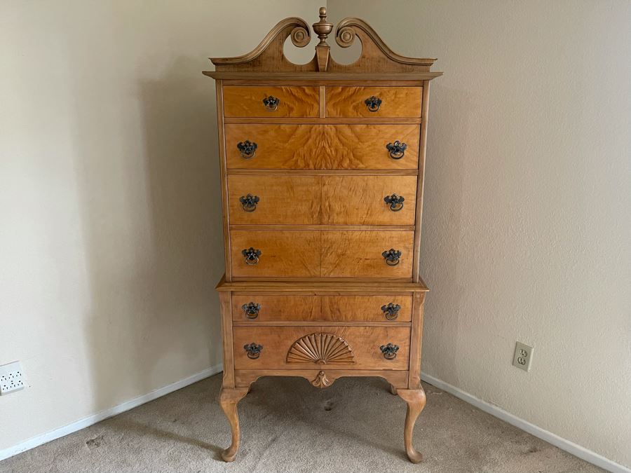Chippendale Style Small Highboy Dresser (Back Foot Of Leg Is Chipped) 30W X 19D X 65H [Photo 2]
