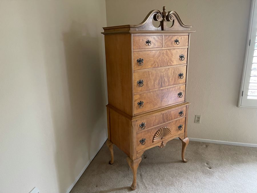 Chippendale Style Small Highboy Dresser (Back Foot Of Leg Is Chipped) 30W X 19D X 65H [Photo 7]