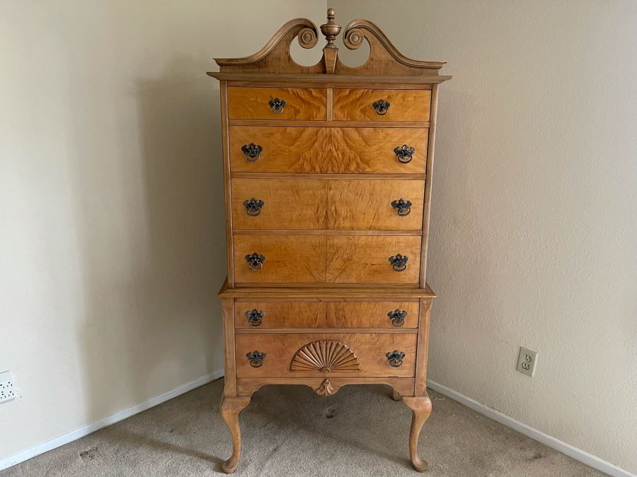 Chippendale Style Small Highboy Dresser (Back Foot Of Leg Is Chipped) 30W X 19D X 65H [Photo 4]
