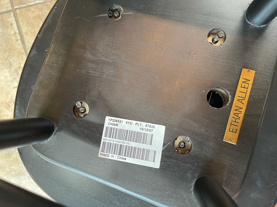 Pair Of Ethan Allen Wooden Swivel Barstools (Seat Is 26H) [Photo 4]