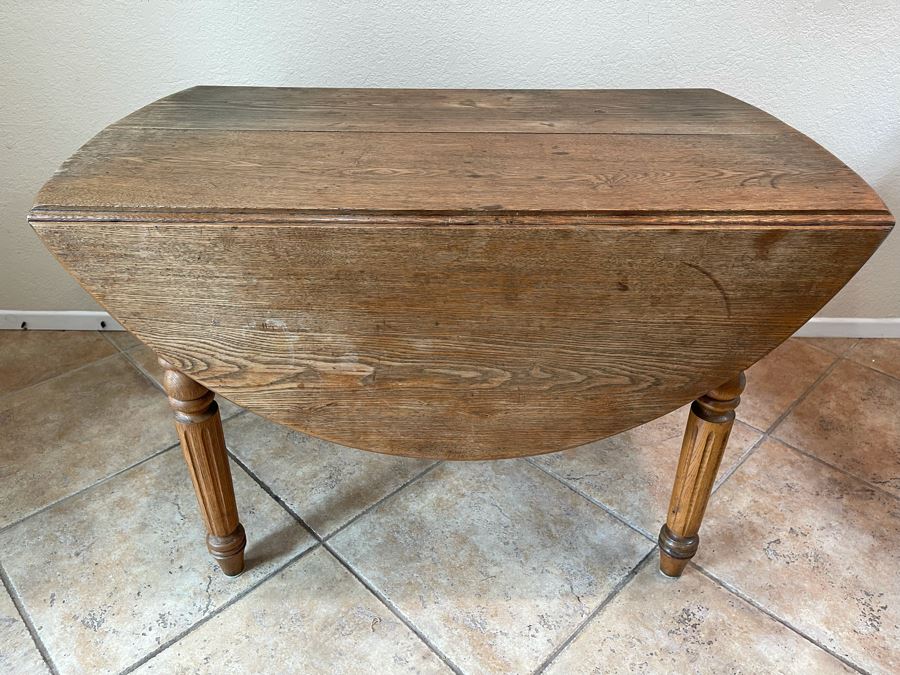 Antique Drop Leaf Table 53W X 43D X 28H [Photo 2]
