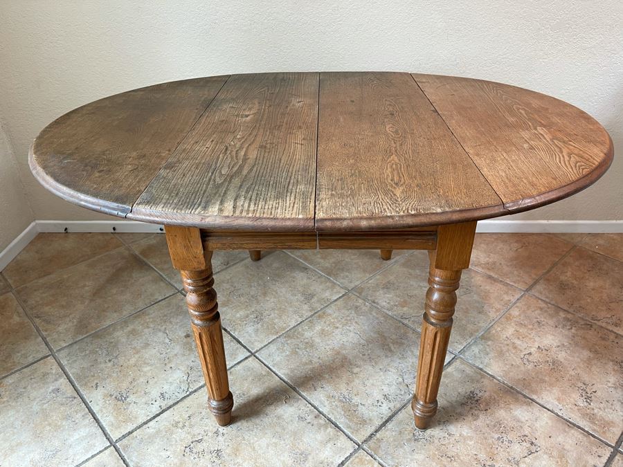 Antique Drop Leaf Table 53W X 43D X 28H