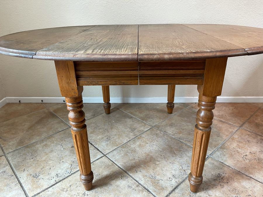 Antique Drop Leaf Table 53W X 43D X 28H [Photo 7]