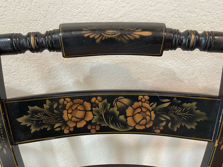 Set Of Four Signed L. Hitchcock Black And Gold Stenciled Chairs [Photo 7]