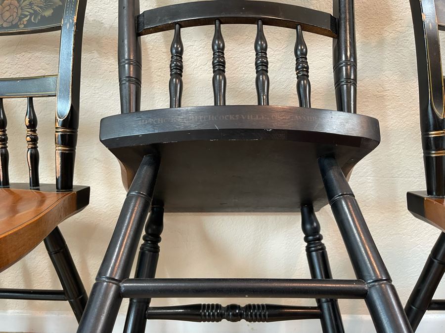 Set Of Four Signed L. Hitchcock Black And Gold Stenciled Chairs [Photo 9]