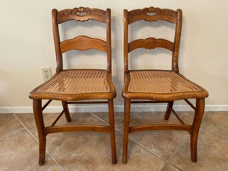 Pair Of Vintage Cane Seat Chairs [Photo 1]