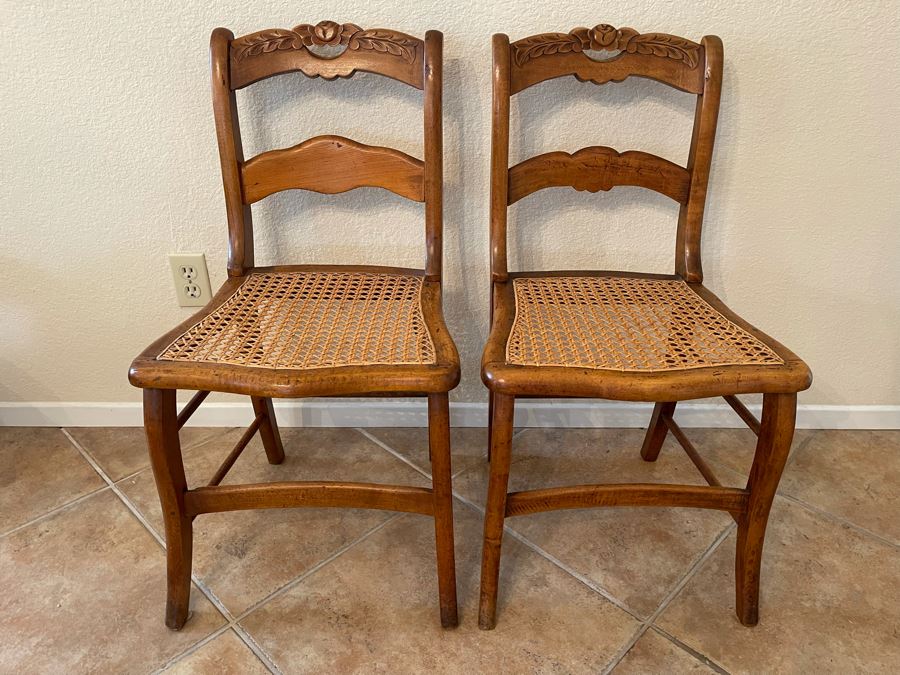 Pair Of Vintage Cane Seat Chairs [Photo 2]