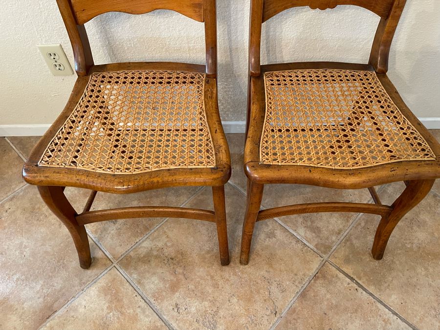 Pair Of Vintage Cane Seat Chairs [Photo 3]