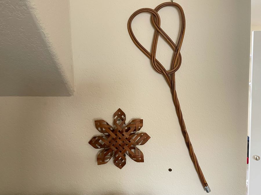Vintage Carpet Beater And Hand Woven Star Wall Decor [Photo 2]