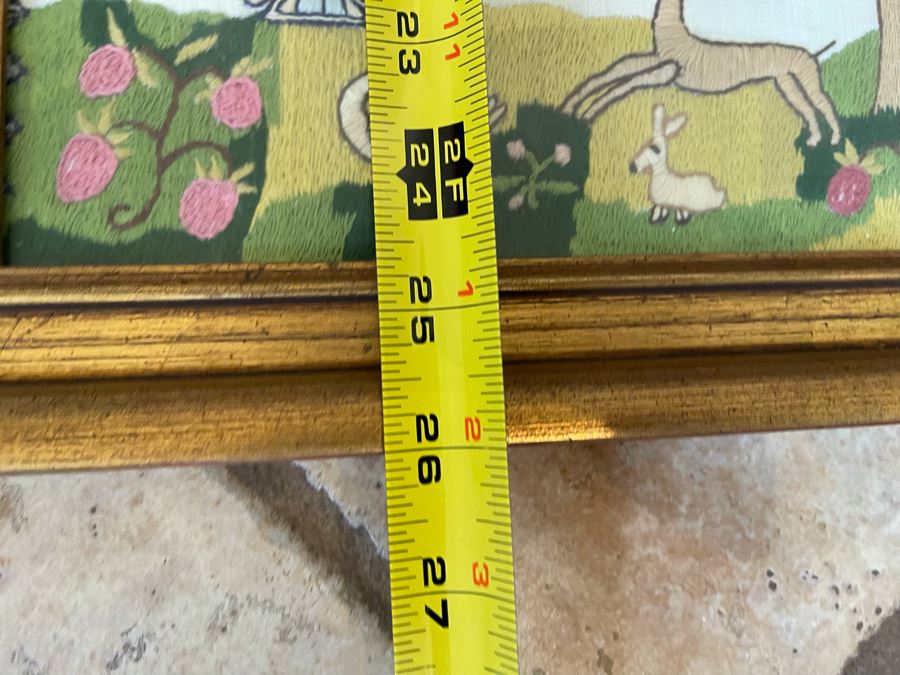 Framed Vintage Sampler Needlepoint Embroidery 18 X 25 [Photo 12]