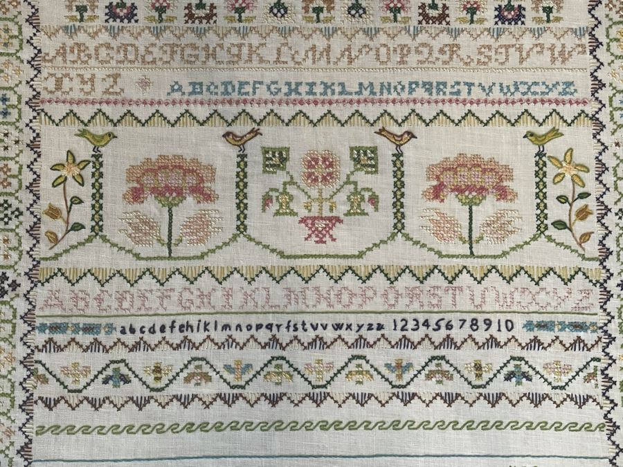 Framed Vintage Sampler Needlepoint Embroidery 18 X 25 [Photo 6]