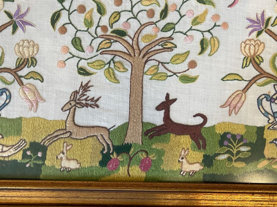 Framed Vintage Sampler Needlepoint Embroidery 18 X 25 [Photo 8]
