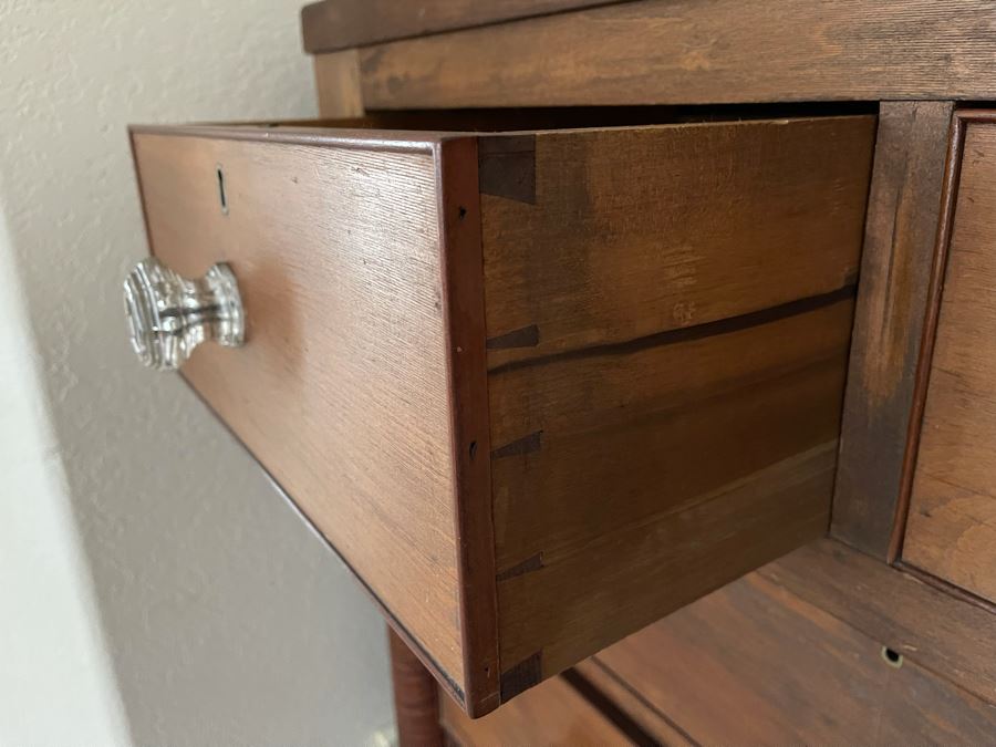 Vintage Wooden 5-Drawer Lockable Chest Of Drawers Dresser 40W X 23D X 47H [Photo 9]