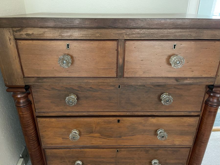Vintage Wooden 5-Drawer Lockable Chest Of Drawers Dresser 40W X 23D X 47H [Photo 7]