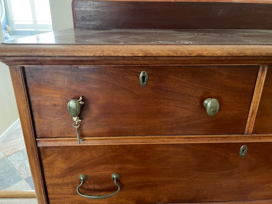 Vintage Wooden Lockable 6-Drawer Chest Of Drawers Dresser 42W X 24D X 50H [Photo 6]