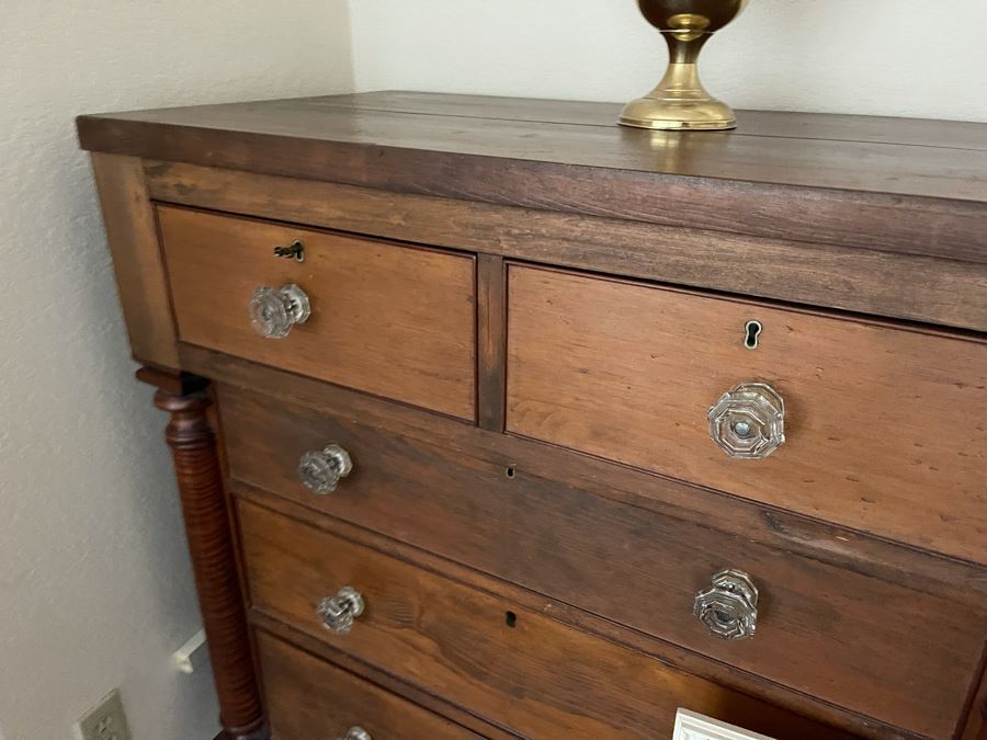 Vintage Wooden Lockable 6-Drawer Chest Of Drawers Dresser 42W X 24D X 50H [Photo 17]