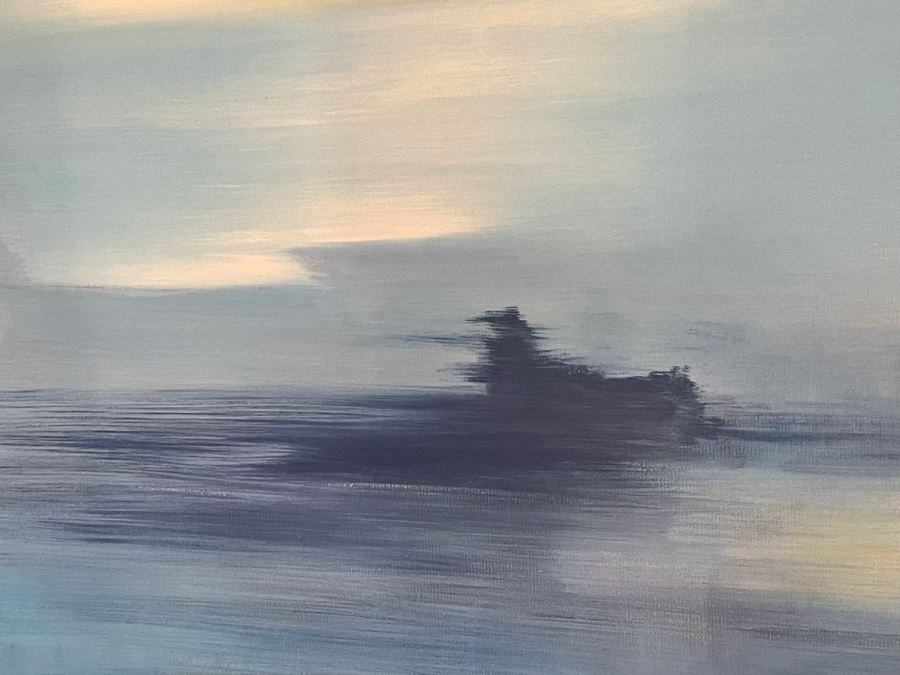 Large Abstract Blue Ocean With Clouds Canvas Painting 5'W X 4'H [Photo 5]