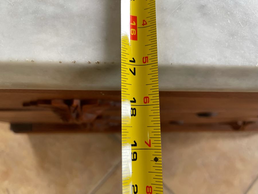 Vintage 3-Drawer Dresser Chest Of Drawers With White Marble Top (See Photos For Crack In Marble) 39.5W X 17.5D X 26.5H [Photo 10]