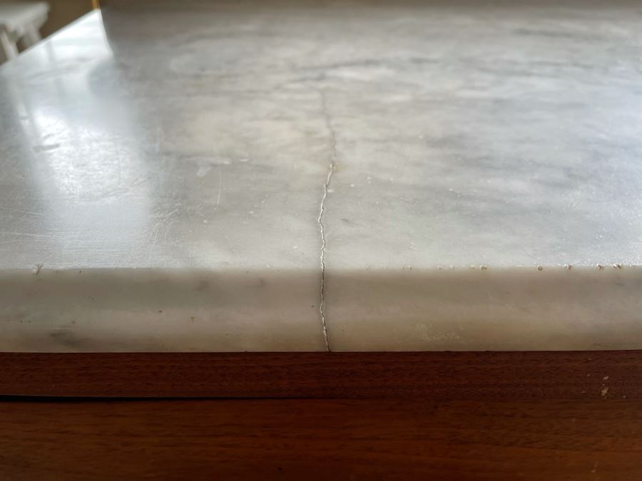 Vintage 3-Drawer Dresser Chest Of Drawers With White Marble Top (See Photos For Crack In Marble) 39.5W X 17.5D X 26.5H [Photo 5]