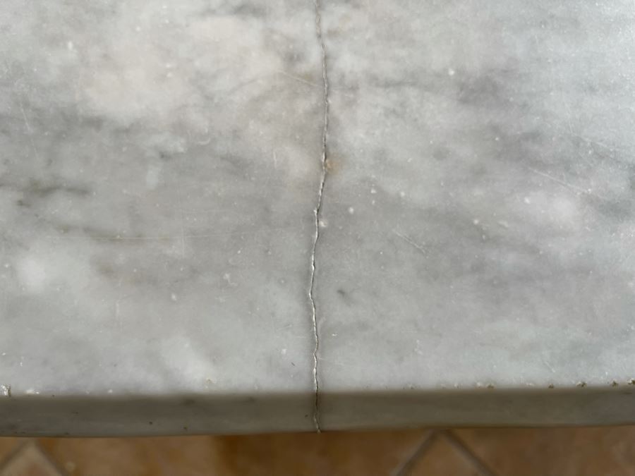 Vintage 3-Drawer Dresser Chest Of Drawers With White Marble Top (See Photos For Crack In Marble) 39.5W X 17.5D X 26.5H [Photo 4]