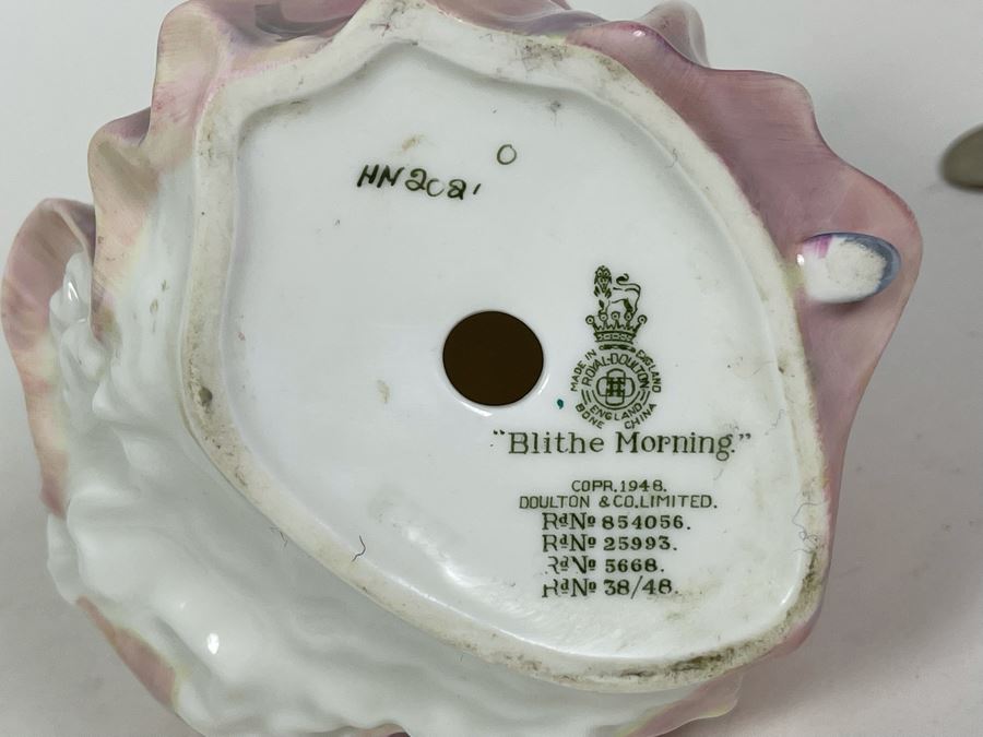 Vintage 1948 Royal Doulton & Co. Limited Porcelain Lady Figurine 'Blithe Morning' 7H [Photo 6]
